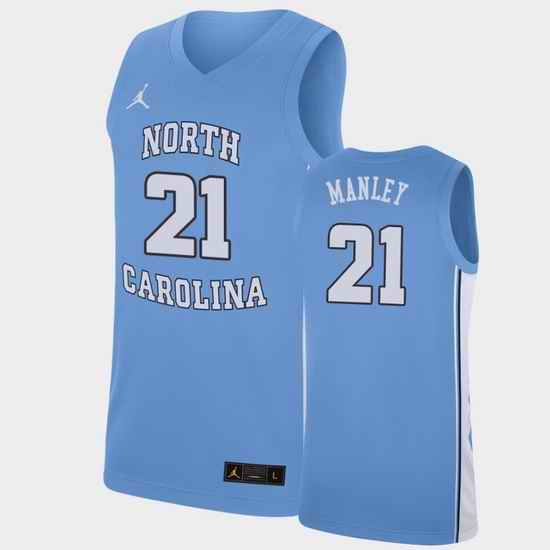 Men North Carolina Tar Heels Sterling Manley College Basketball Carolina Blue Replica Jersey
